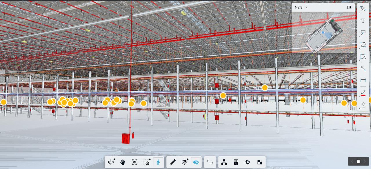 Modelo BIM real de una instalación industrial con sistemas coordinados
